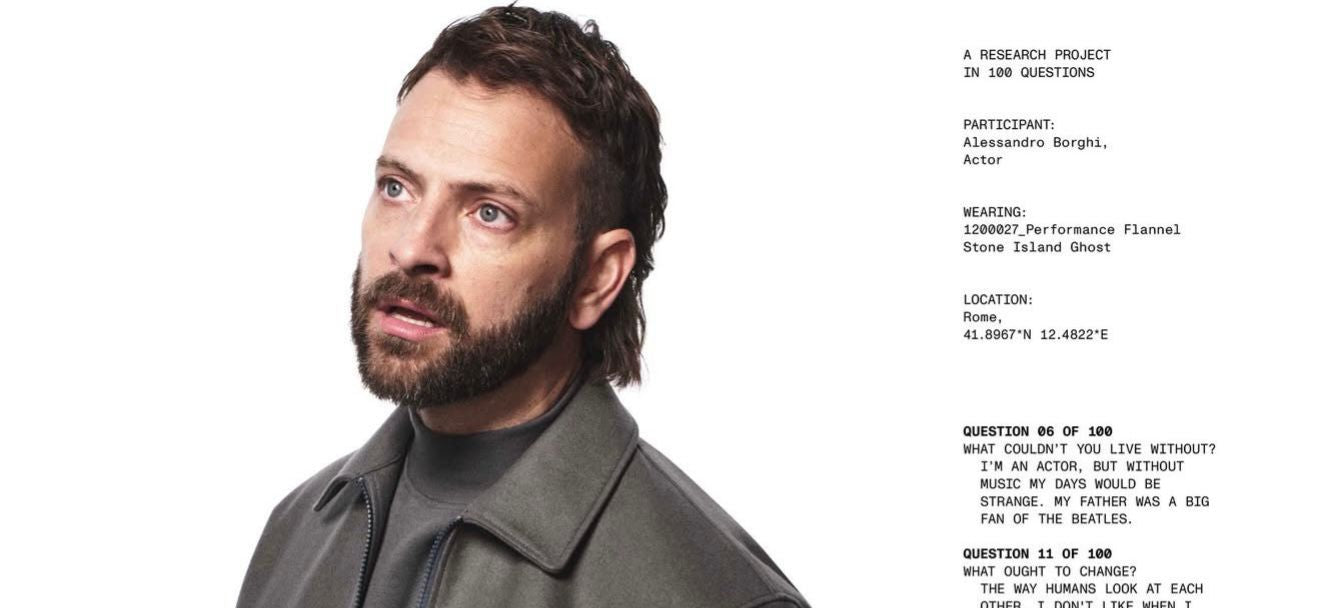 Alessandro Borghi veste l’anima di Stone Island: la FW25 è un viaggio tra futuro e identità