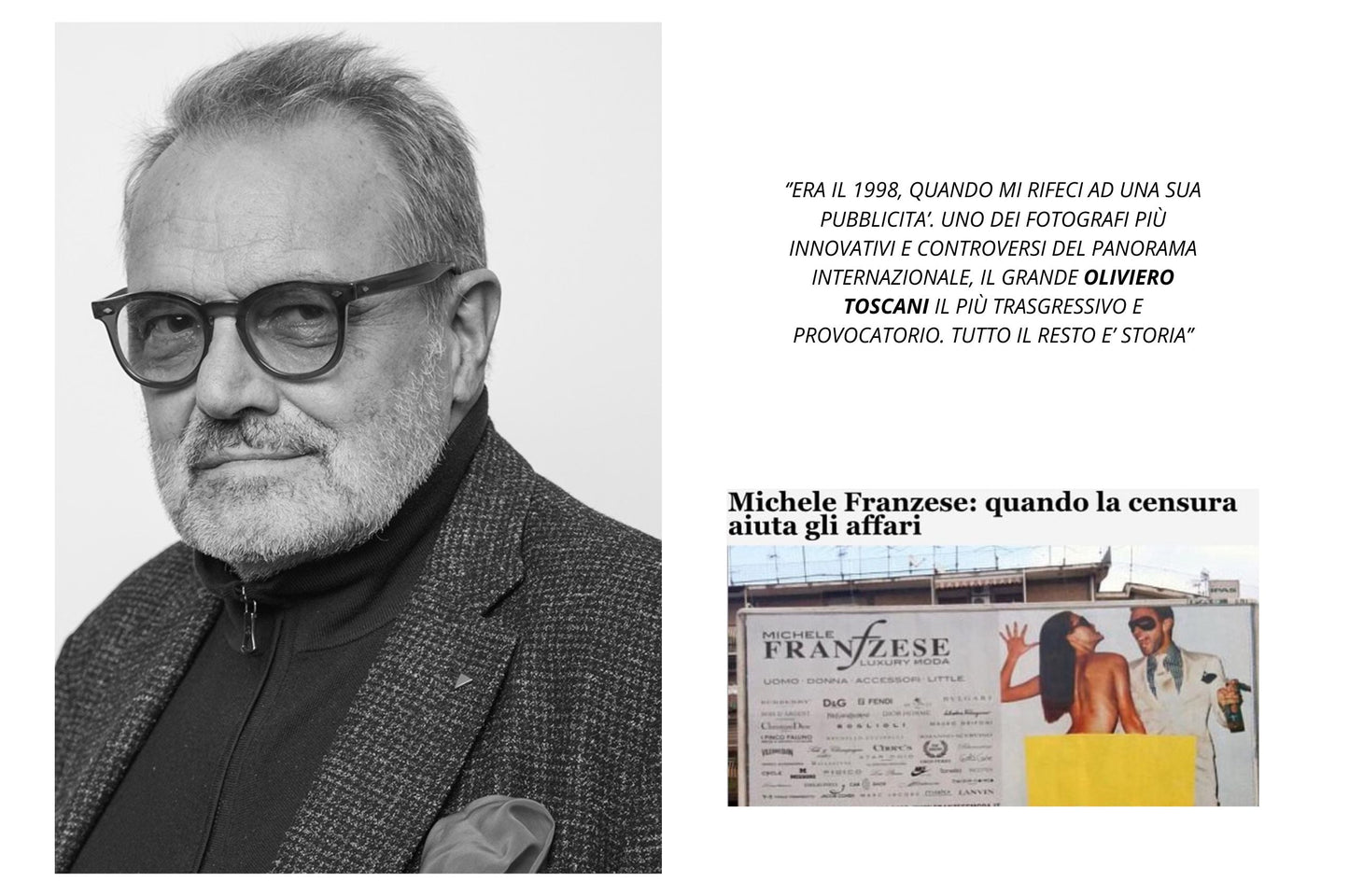 Oliviero Toscani: Un Maestro della fotografia che ha cambiato la storia dell’Immagine