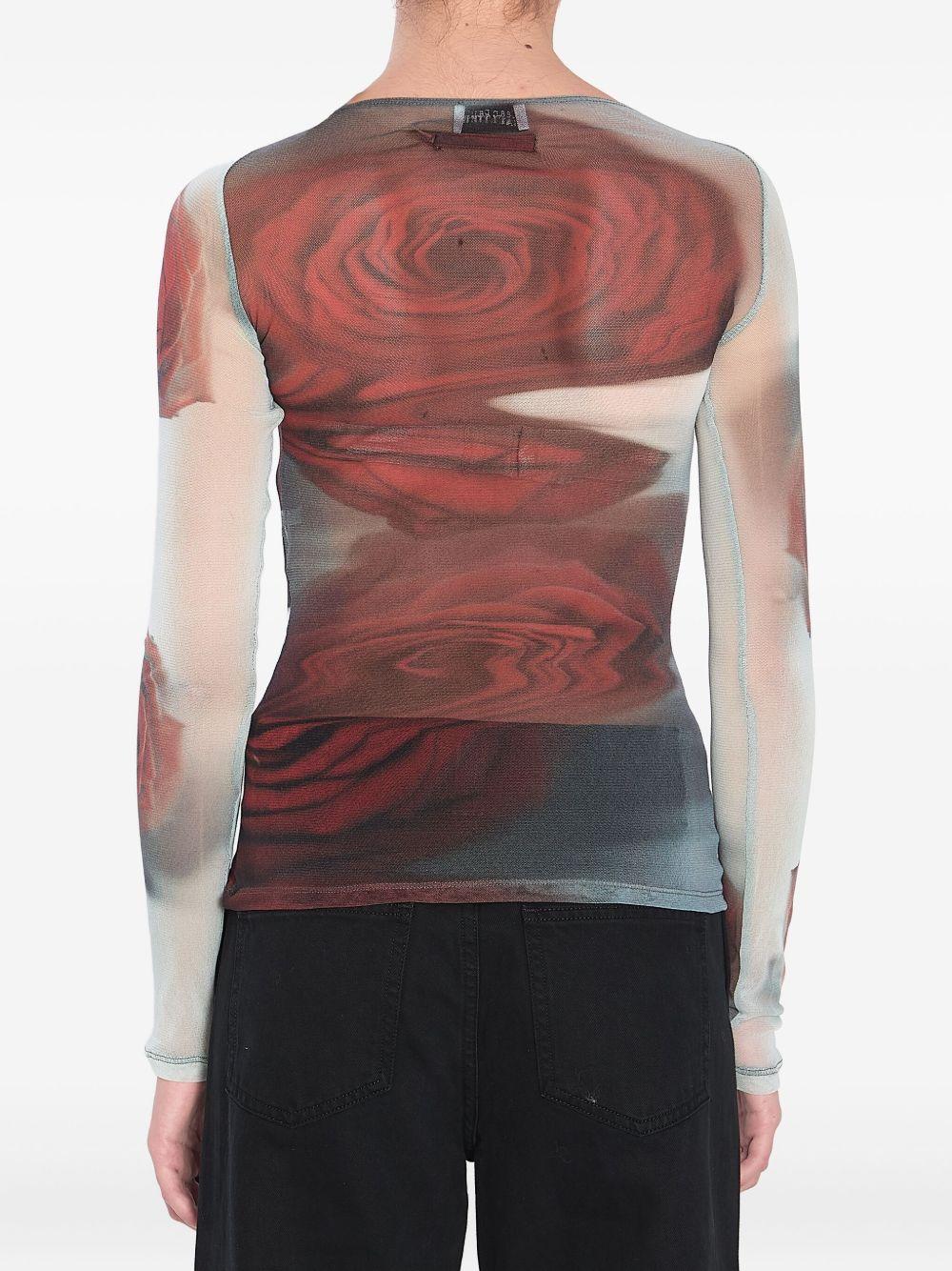 Top The Red Blurry Roses Jean Paul Gaultier WTO352M011P 010230 Jean Paul Gaultier