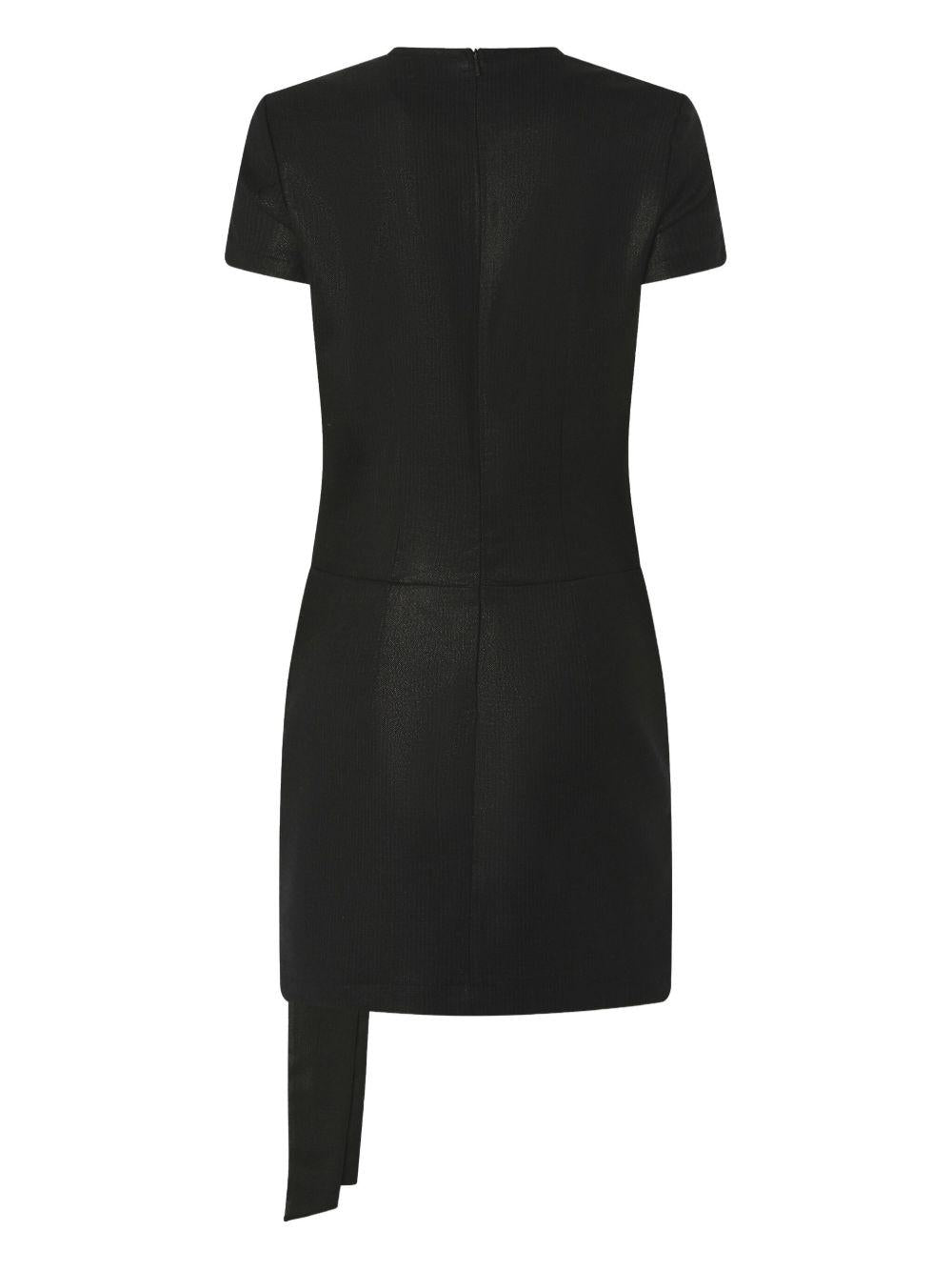 Pinko, Short pinstriped dress with draping, Limo black, 42 Pinko, Short pinstriped dress with draping, Limo black, 42