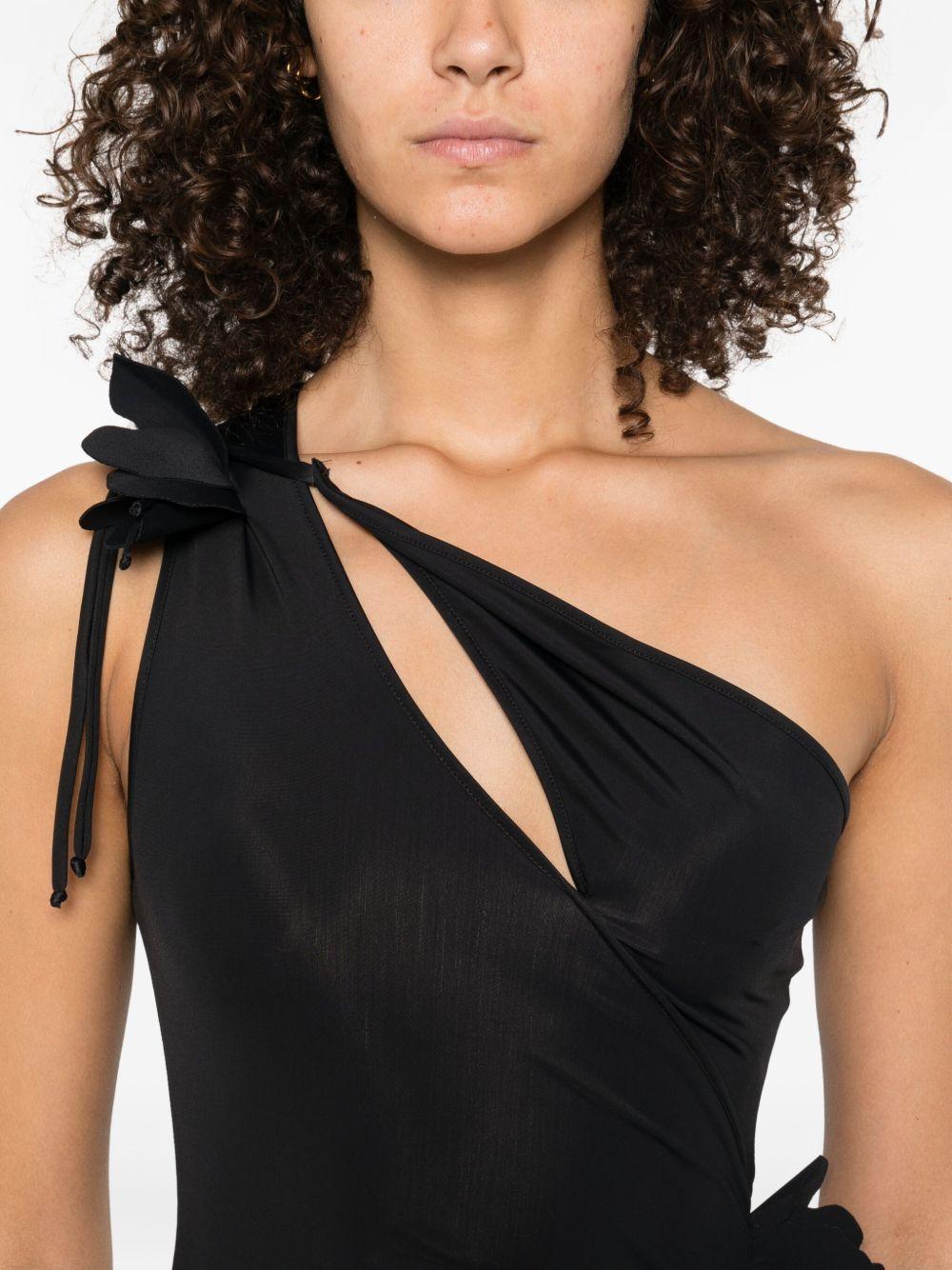 Abito Lungo Asymmetric Flower Gown Coperni COPR213F5021 BLK Coperni
