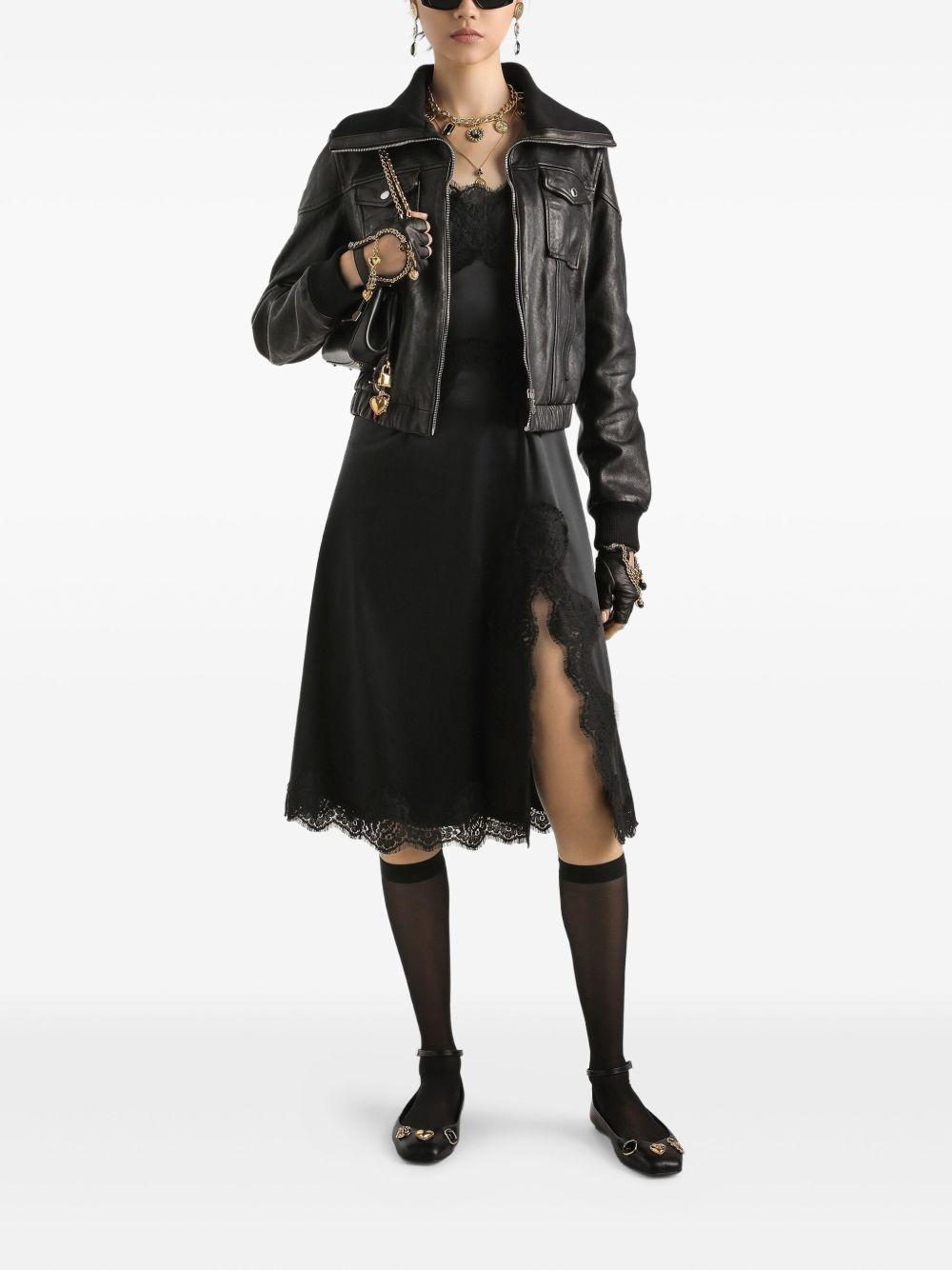 black midi dress with leather jacket DOLCE & GABBANA Midi Dress – Michele Franzese