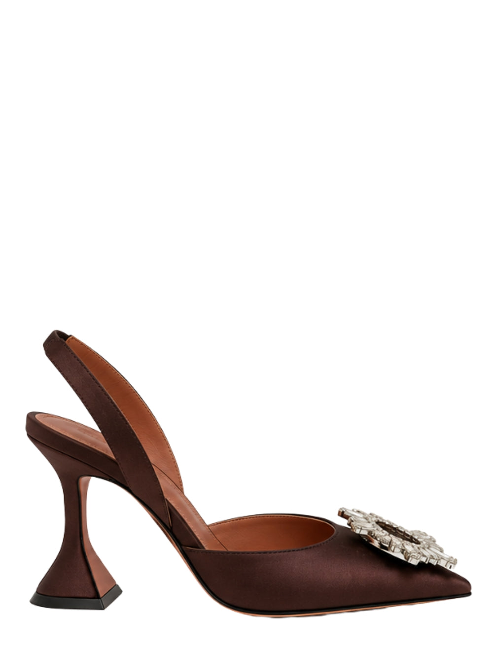 Décolleté Begum Sling 95 Amina Muaddi BEGUMSLING95 COFFEE SATIN Amina Muaddi 
