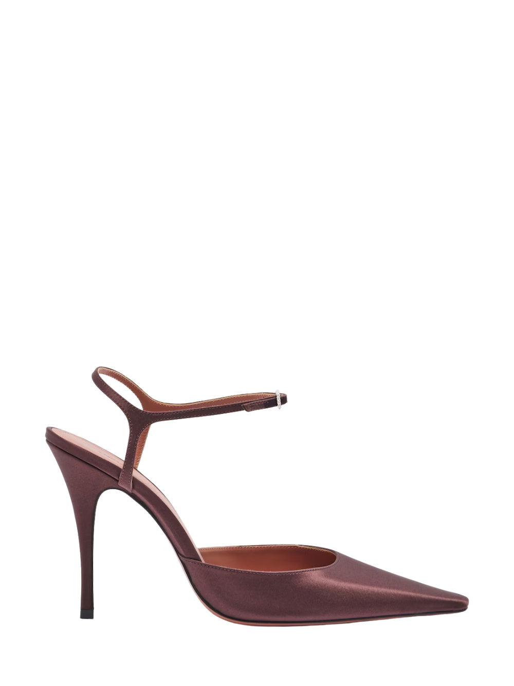 Décolleté Carolyn Pump 100 Amina Muaddi CAROLYNPUMP100 COFFEE SATIN WHITE CRYSTAL BUC Amina Muaddi 