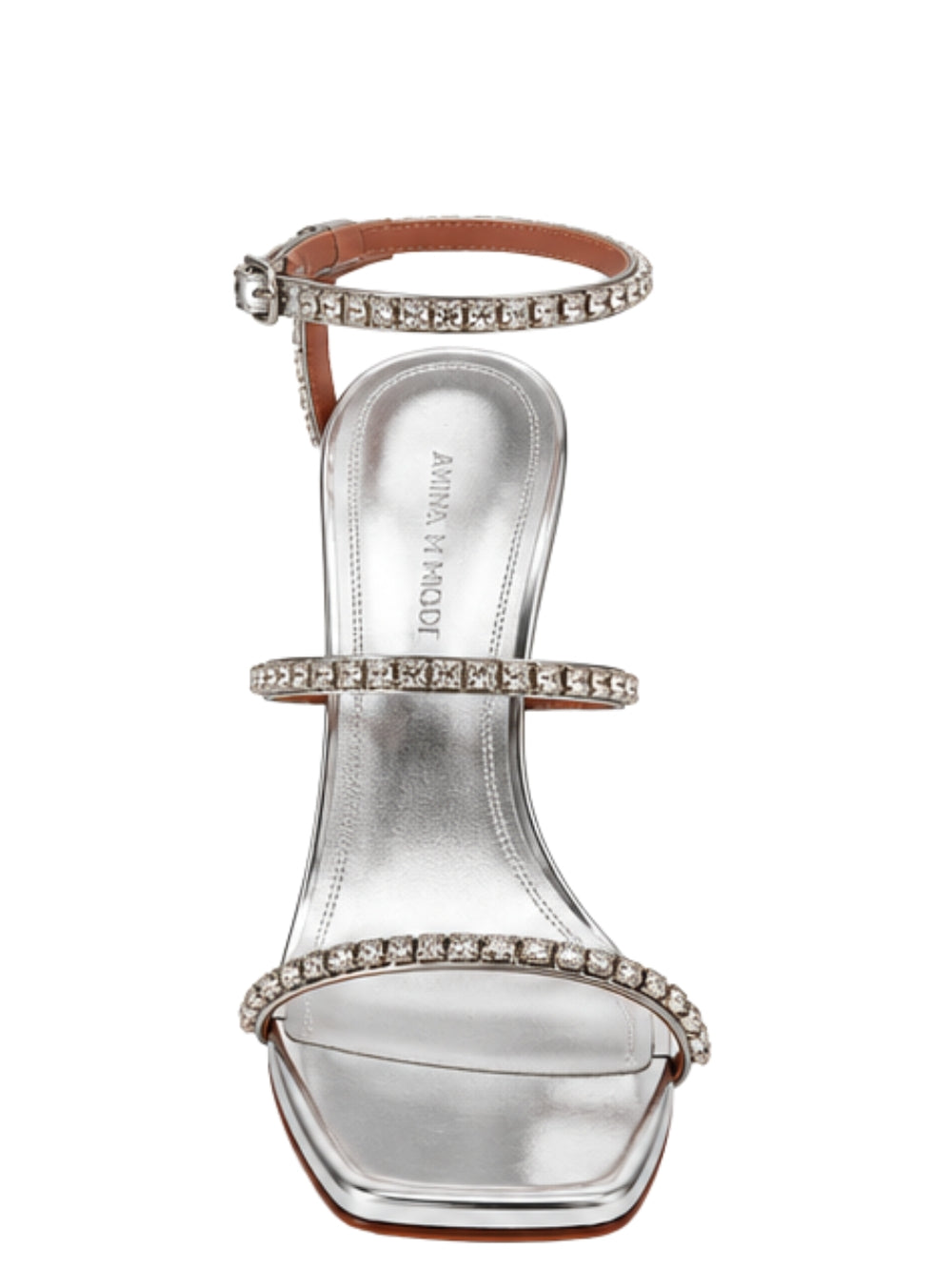 Sandali Gilda 95 Amina Muaddi GILDASANDAL95 SILVER MIRROR WHITE CRYSTALS Amina Muaddi 