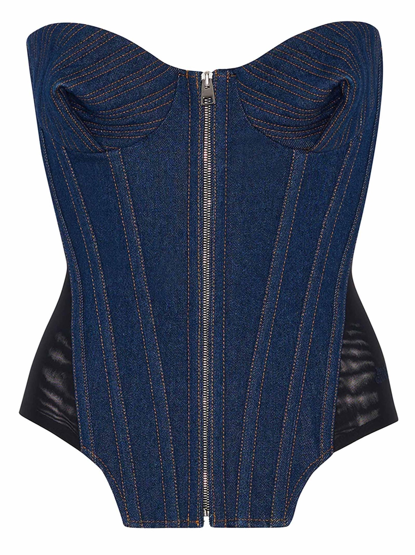 Top The Bi-Material Denim Corset Jean Paul Gaultier ST022D015 5500 Jean Paul Gaultier 