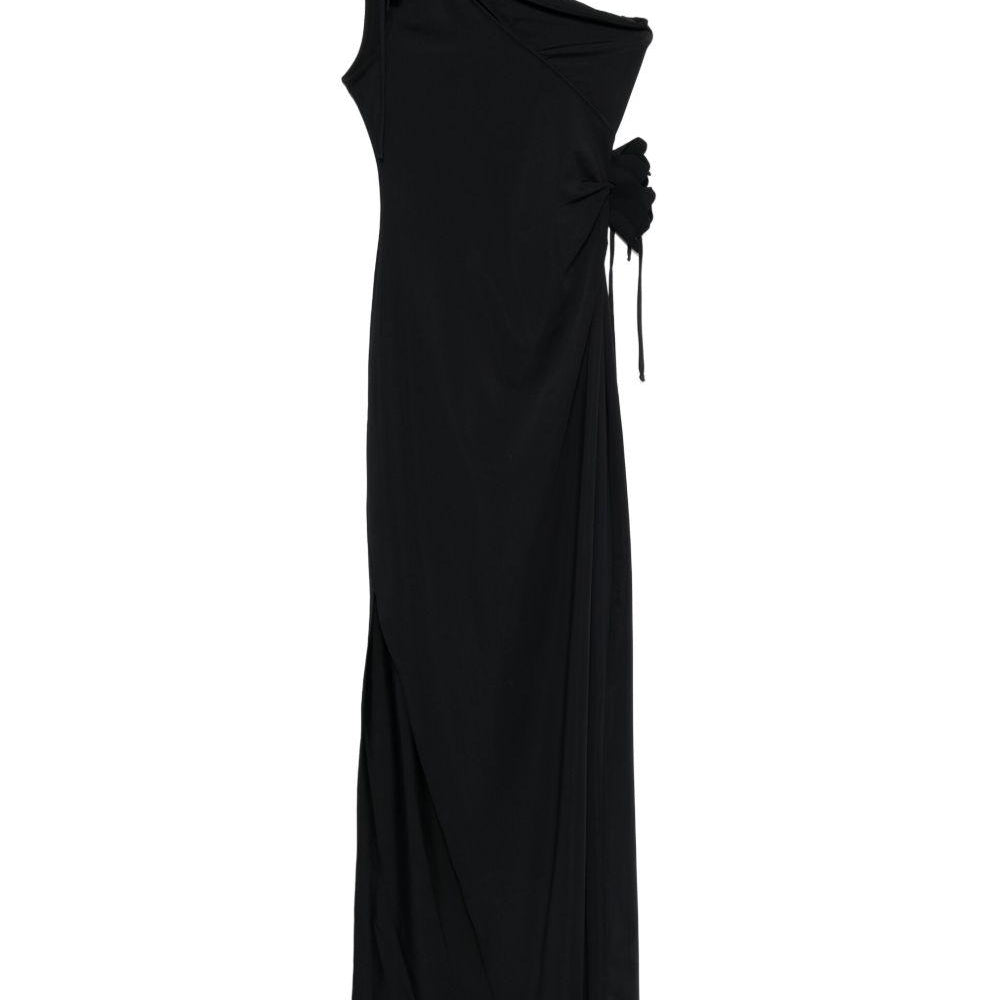Abito Lungo Asymmetric Flower Gown Coperni COPR213F5021 BLK Coperni 