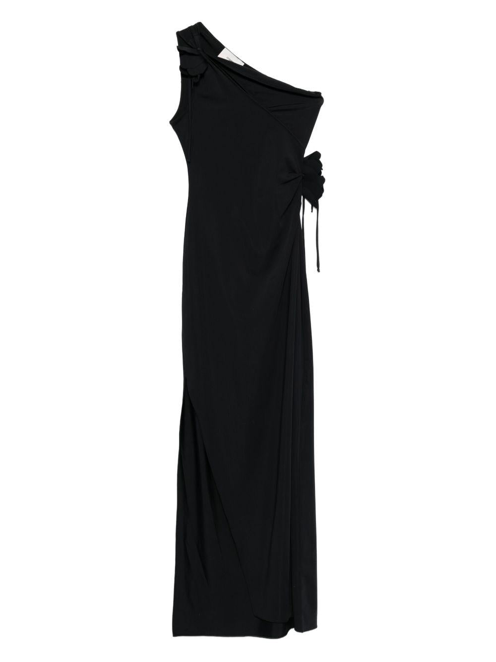 Abito Lungo Asymmetric Flower Gown Coperni COPR213F5021 BLK Coperni 