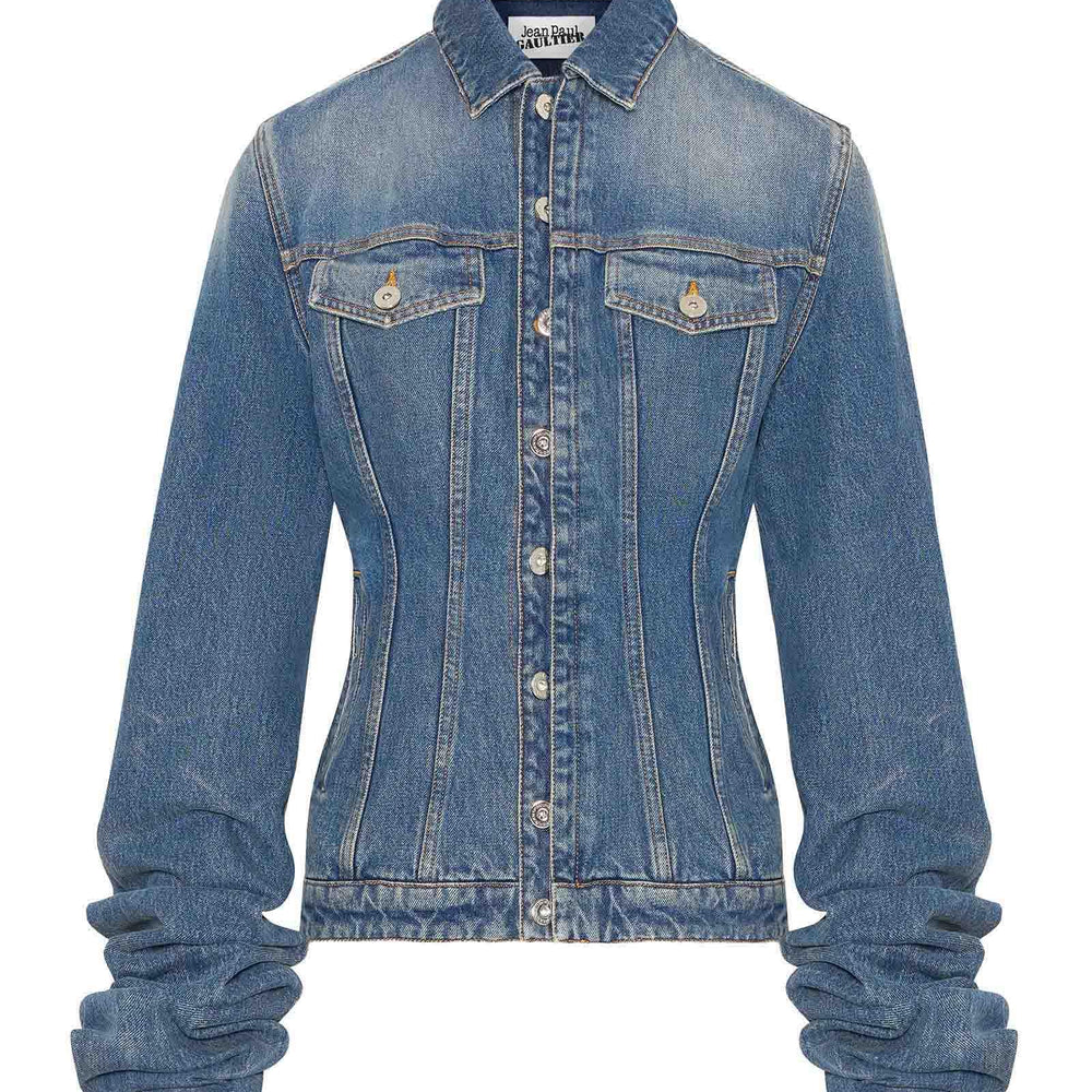 Giubbino The Blue Denim Jacket with Oversized Sleeves Jean Paul Gaultier WJA003D024 57 Jean Paul Gaultier 