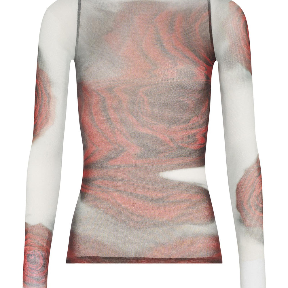 Top The Red Blurry Roses Jean Paul Gaultier WTO352M011P 010230 Jean Paul Gaultier 
