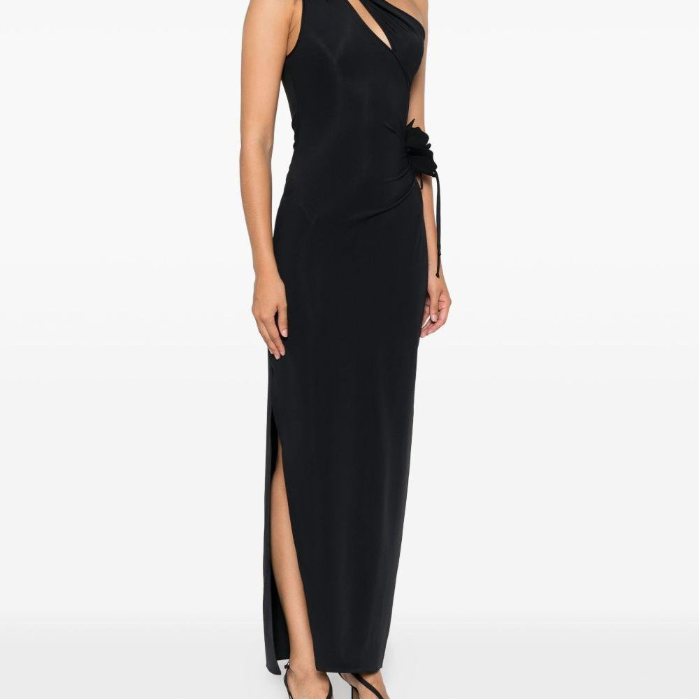 Abito Lungo Asymmetric Flower Gown Coperni COPR213F5021 BLK Coperni 