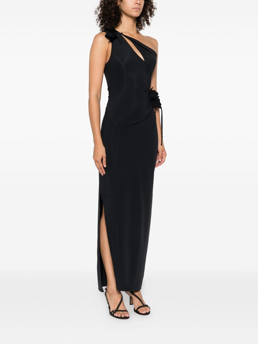 Abito Lungo Asymmetric Flower Gown Coperni COPR213F5021 BLK Coperni 