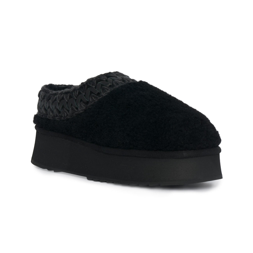 Sabot Platform Clog Curly Sheepskin Mou FW681009M BKBK Mou 