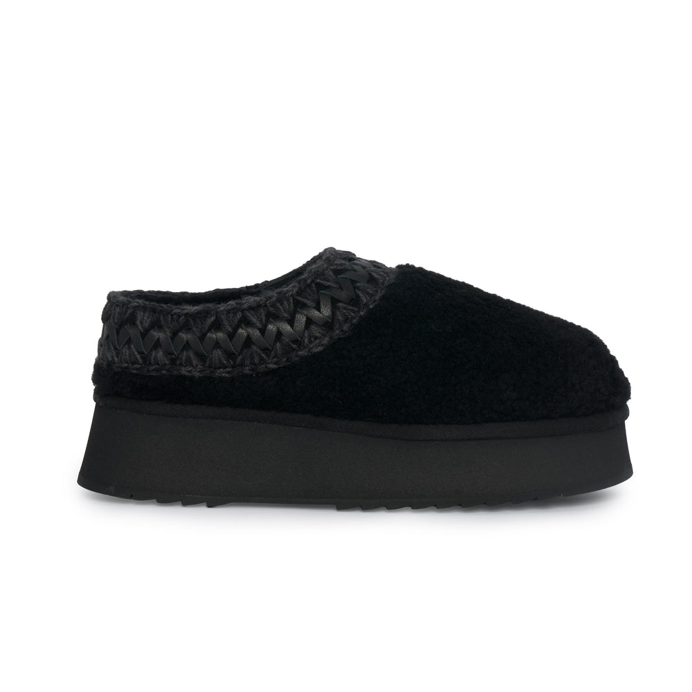 Sabot Platform Clog Curly Sheepskin Mou FW681009M BKBK Mou 