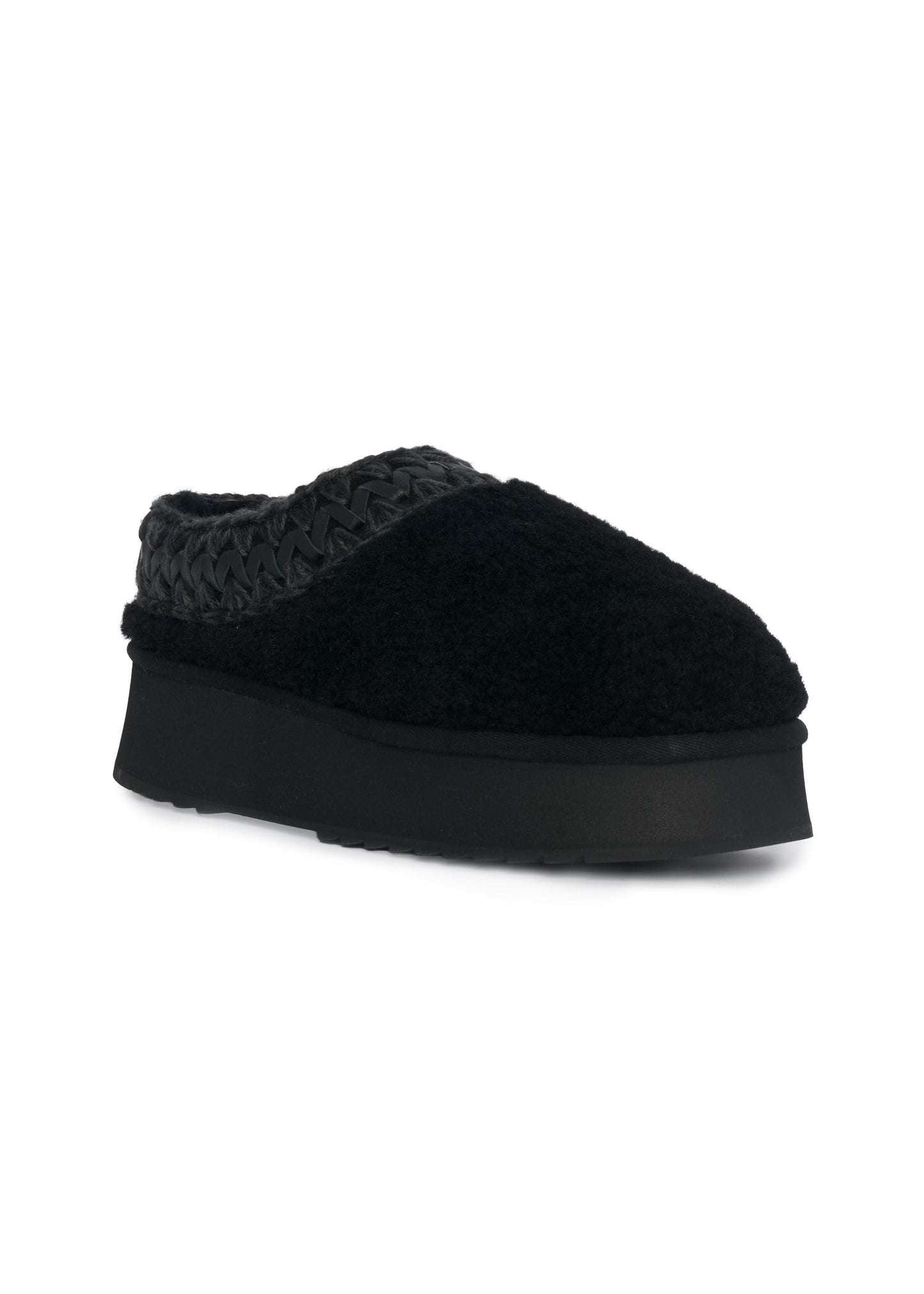 Sabot Platform Clog Curly Sheepskin Mou FW681009M BKBK Mou 