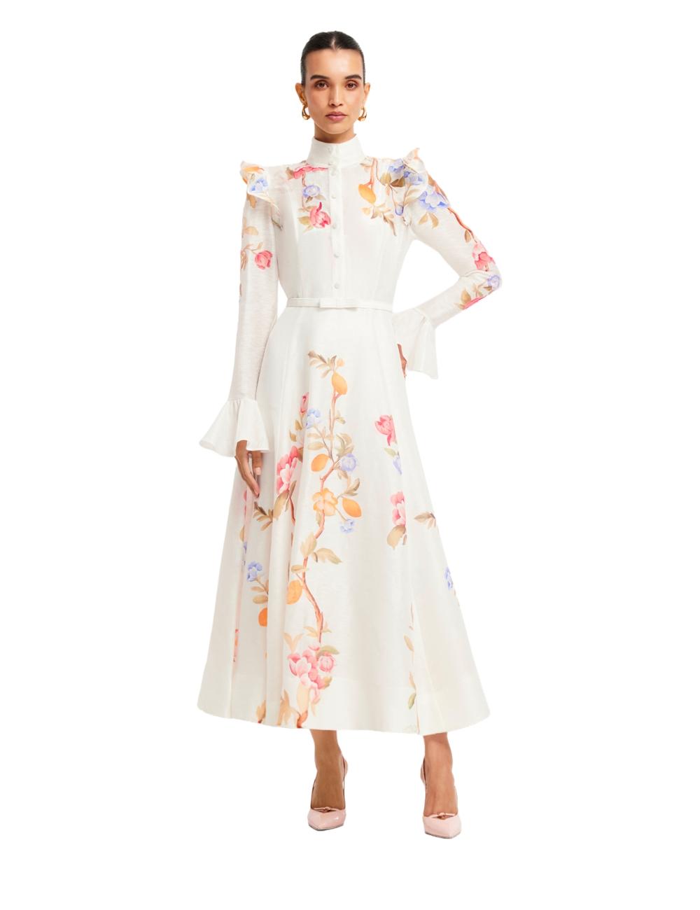 Abito Selina LEO LIN LLPF26006 LEMON VINE PRINT IN SNOW LEO LIN 