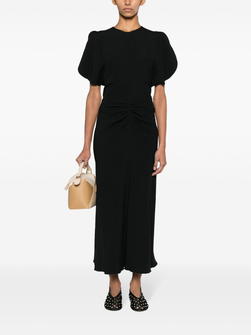 Abito Midi Gathered Waist Victoria Beckham 1124WDR005227A BLACK Victoria Beckham 