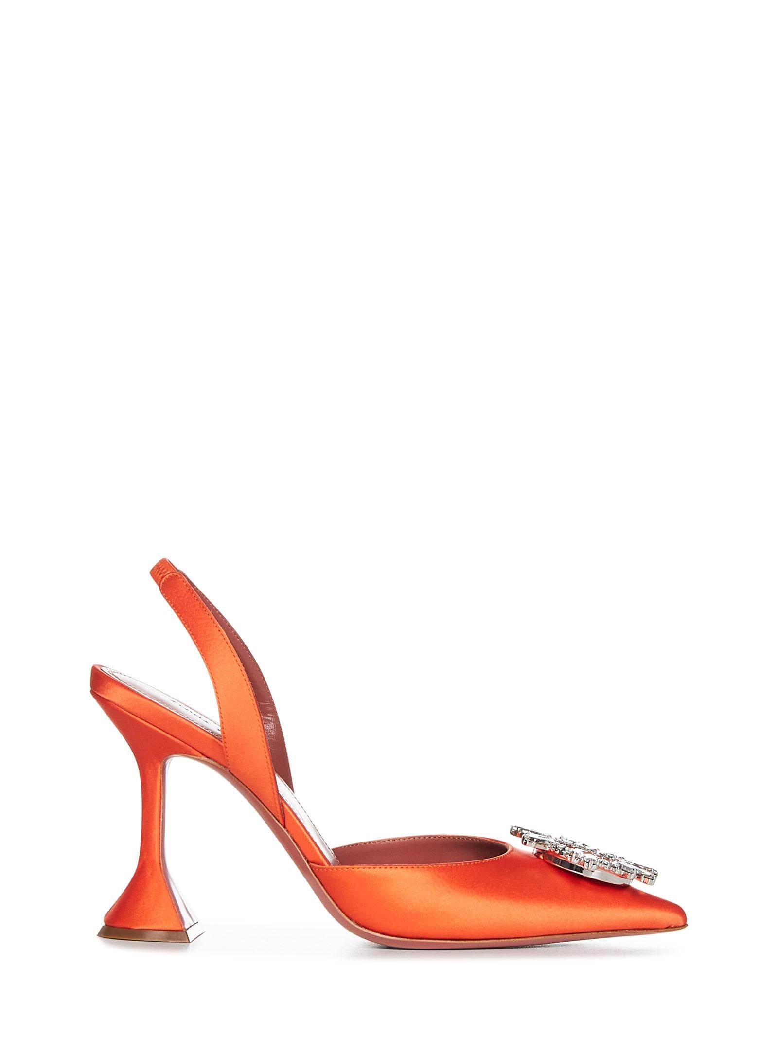 Amina Muaddi BEGUMSLINGSATINORANGE
